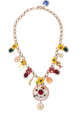 Fruit Jewelry and Flowers Statement Necklace