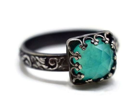 Gemstone Jewelry - Peruvian Blue Opal ring