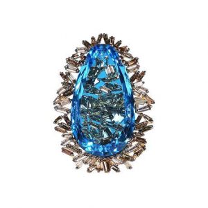 Gemstone Jewelry - Suzanne Kalan blue topaz and brown diamond baguette ring