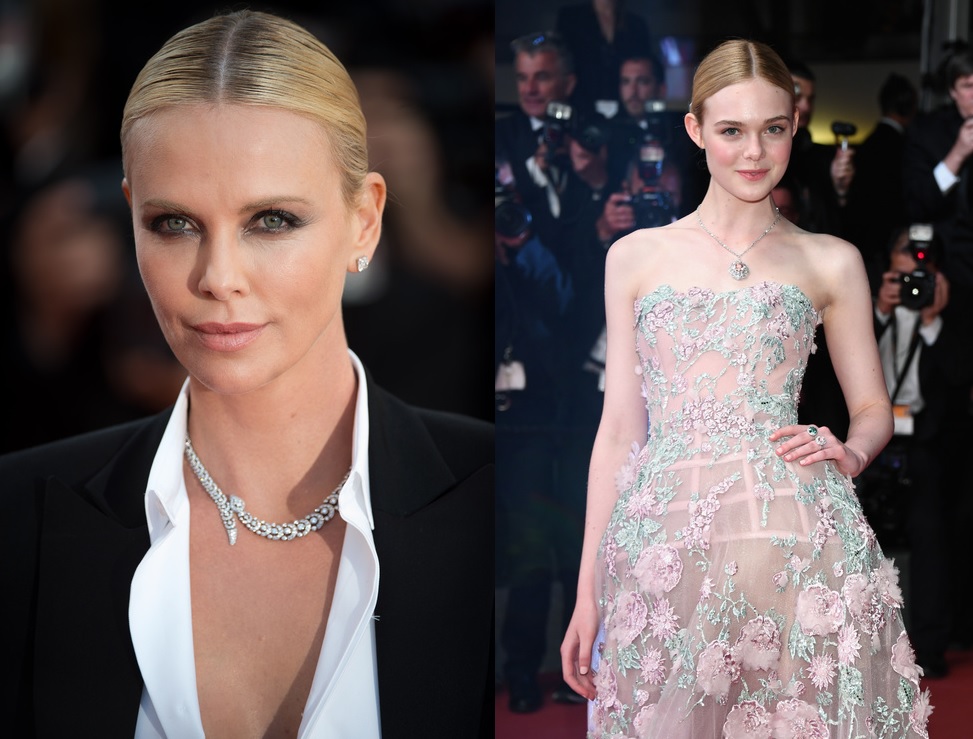 Jewelry at Cannes - Charilize Theron and Elle Fanning