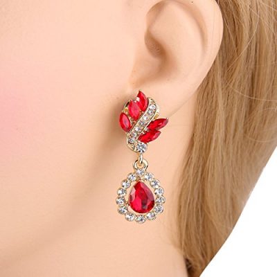 EleQueen Women's Austrian Crystal Art Deco Tear Drop Earrings