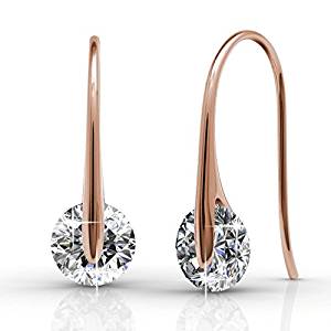 Cate & Chloe McKayla 18k White Gold Dangling Earrings with Swarovski Crystal,