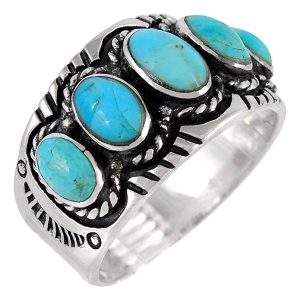 December Stone - Silver Gemstone Ring with Genuine Turquoise