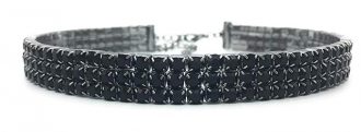 Black Rhinestone Choker 3 5 8 Row by LuxeLife – Women’s Crystal Necklace