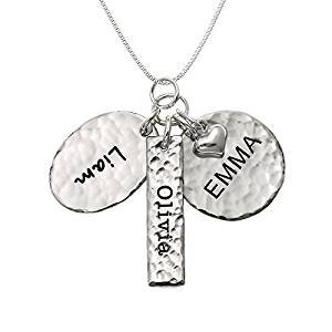 Chic and Modern Love Personalized Sterling Silver Name Necklace with 3 Customized Discs