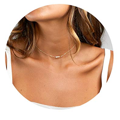 Choker Chain Necklace with Pearl -925 Sterling Silver Freshwater Pearl Choker Necklace Gifts for Women 