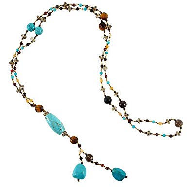 Chuvora Gemstone Beads Y Drop Opera Length Long Necklace, 28 inches