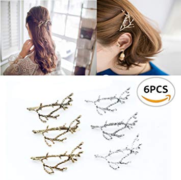 Oopsu 6pcs Minimalist Dainty Gold Silver Metal Hairpin Hair Clip Clamps