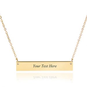 Personalized Stainless Steel Horizontal Bar Necklace Pendant 5 Colors with Chain