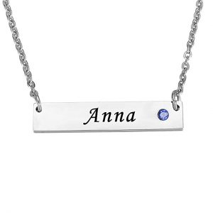 Valyria Stainless Steel Personalized Bar Necklace with Birthstones