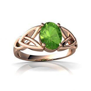 14kt Gold Peridot 8x6mm Oval Celtic Trinity Knot Ring