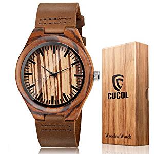  CUCOL Wooden Watches For Men Casual Watch Brown Cowhide Leather Strap With Box Father's Day Gift 4.6 out of 5 stars 162 customer review