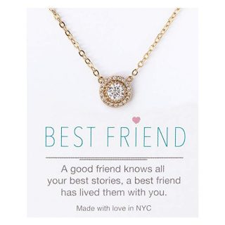 Crystal Pendant Necklace in Silver, Yellow Gold or Rose Gold, Gift for Best Friend, 16" with 2" Extension