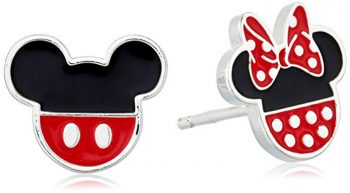 Disney Sterling Silver Mickey and Minnie Mouse Enamel Stud Earrings
