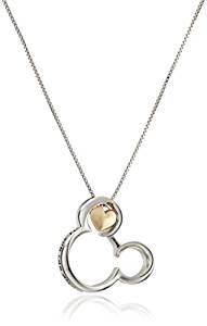 Disney Sterling Silver and 10k Gold Mickey Mouse If you Can Dream It you Can Do It Pendant Necklace 