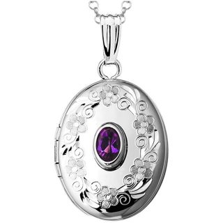 Finejewelers Sterling Silver Birthstone Locket Pendant Necklace