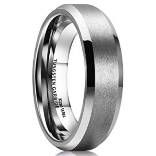 King Will 6MM Wedding Band for Men Tungsten Carbide Ring Engagement Ring Comfort Fit Beveled Edges