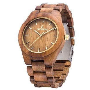 Men's Wooden Watch, Sentai Handmade Vintage Quartz Watches, Natural Wooden Wrist Watch