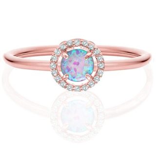 PAVOI 14K Gold Plated CZ and Created Opal Ring