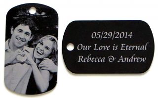 Personalized custom engraved Photo Tag with Message pendant