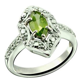 RB Gems Sterling Silver 925 Ring GENUINE GEMSTONE Marquise Shape 0.70 Carat with Rhodium-Plated Finish