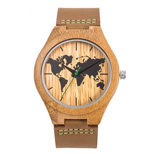 Sentai Men's Wooden Watch, Genuine Cowhide Leather Strap, Handmade Lightweight Natural Wood Wrist Watches with Gift Box