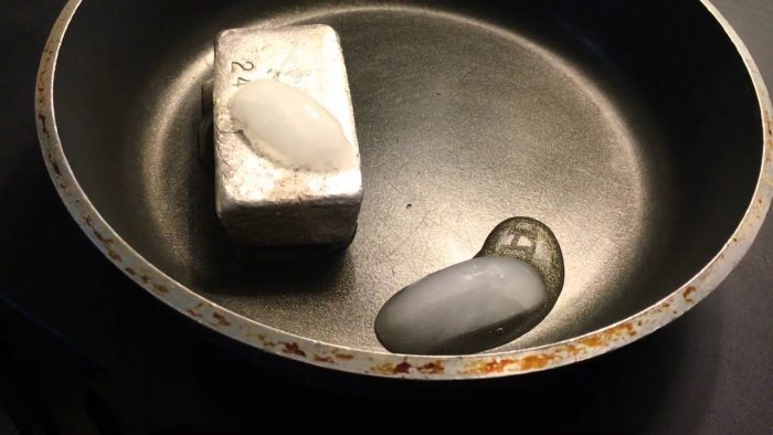 Silver bar ice cube test