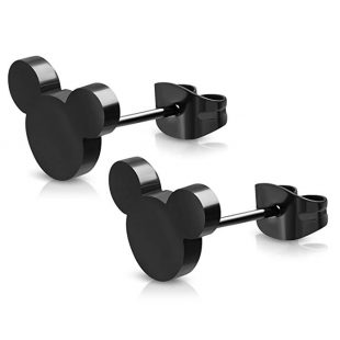 Stainless Steel Tiny Mouse Silhouette Button Stud Post Earrings