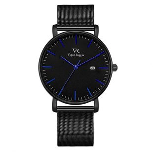 Vigor Rigger Men's Stainless Steel/Genuine Leather Watches, Japanese Quartz Movement and Mineral Crystal Lens,30M Waterproof Watches.