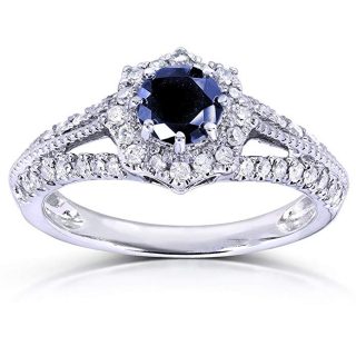 Vintage Sapphire & Diamond Engagement Ring 1 Carat (ctw) in 14k White Gold