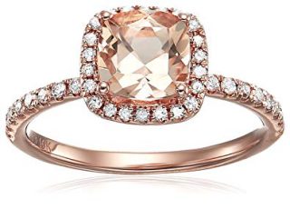 10k Rose Gold 1ct Morganite and Diamond Cushion Engagement Ring (1/4cttw, H-I Color, I1-I2 Clarity)