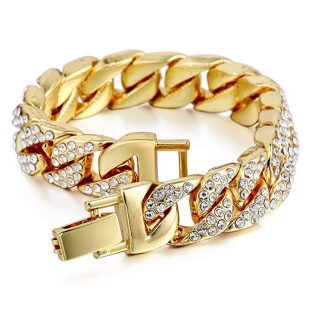  Gold Chain Bracelets for Men, Cuban Link Bracelet for