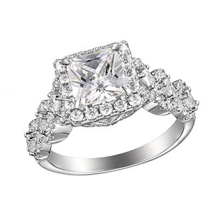 Allyanna Gifts 925 Sterling Silver 2 ct CZ Square-cut Stackable Wedding Engagement Ring Size 5-10