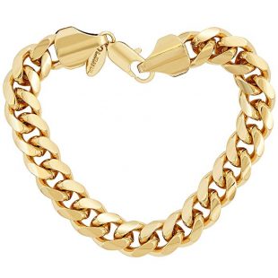Lifetime Jewelry Cuban Link Bracelet 11MM, Round, 24K Gold Overlay Premium Fashion Jewelry, Guaranteed for Life, 8 - 10 Inches