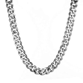 Mens Stainless Steel Silver Tone 15MM Heavy Cuban Curb Link Chain Bracelet Necklace