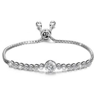 NINASUN “The Little Mermaid” Adjustable 6" - 9" 925 Sterling Silver AAAA CZ Chain Bracelet Fine Jewelry for Women