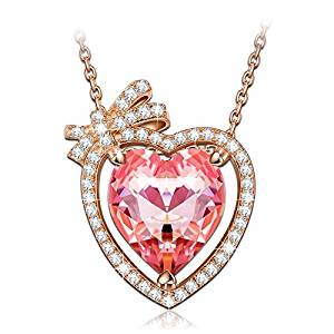 NINASUN Rose Gold Heart Necklace 925 Sterling Silver Fallen in Love Pendant Necklace, Crystals from Swarovski