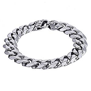 Trendsmax Mens Boys Chain Cut Cuban Curb Polished Link 316L Stainless Steel Bracelet 7-11 inch