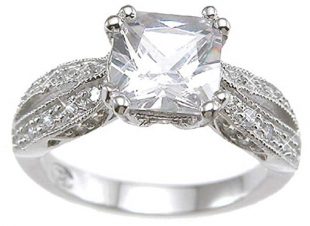 Vintage Style Sterling Silver Engagement Promise Rings for Women