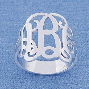 3 Initial Monogram Ring Sterling Silver Personalized Monogrammed Fine Jewelry