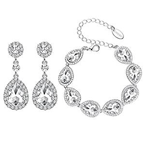 Austrian Crystal Earring and Bracelet Jewelry Set