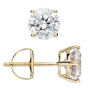 14K Solid Yellow Gold Stud Earrings