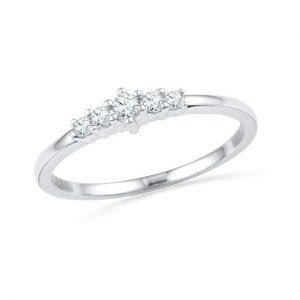 D-GOLD Sterling Silver Round Lab Created White Sapphire Anniversary Ring