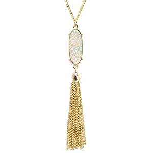 Gold tassel pendant long chain necklace