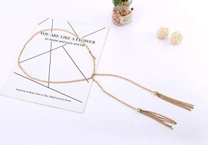 Golden Brown Tassel Necklace with Adjustable Neck Chain