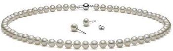 HinsonGayle AAA Handpicked White Freshwater Cultured Pearls & Stud Earrings Silver 18 inch