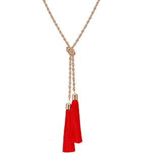 Lariatneck Long Tassel Necklace Y Shaped Adjustable Knot Chain Tassel  Pendant for Women