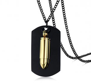 Mealguet Jewelry Personalized Custom Two-Pieces Stainless Steel Cremation Urn Bullet Military Dog Tags