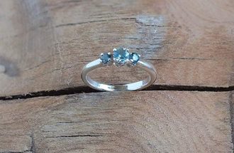 Montana Sapphire 3 Stone Past Present Future Ring Sterling Silver