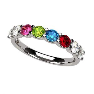 NANA U'r Family Ring 1 to 9 Simulated Birthstones in Sterling Silver or Solid 10k Gold